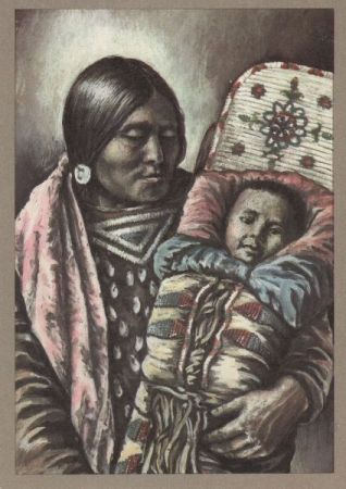 Crow-Indianerin mit Kind Crow-Indianerin mit Kind