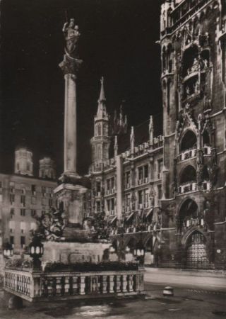 München - Mariensäule bei Nacht - ca. 1960 München - Mariensäule bei Nacht - ca. 1960