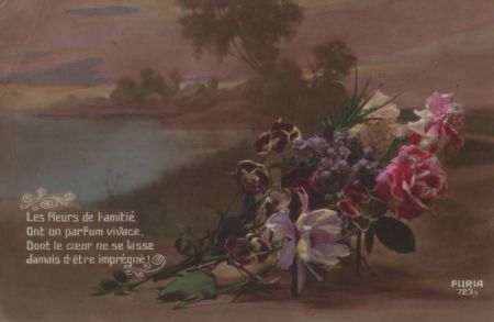 Blumenstrauß und Landschaft Blumenstrauß und Landschaft