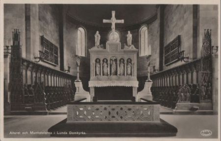 Schweden - Lund - Domkyrka, Altaret och Munkstolarna - ca. 1955 Schweden - Lund - Domkyrka, Altaret och Munkstolarna - ca. 1955