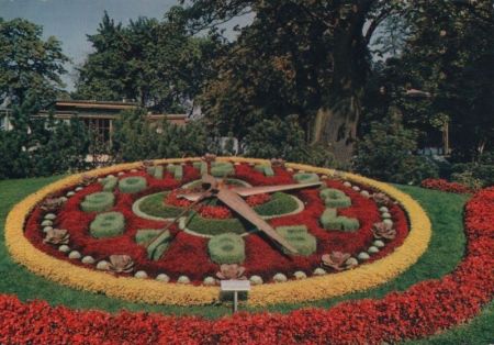 Schweiz - Genf / Genève - blumengeschückte Uhr - 1961 Schweiz - Genf / Genève - blumengeschückte Uhr - 1961