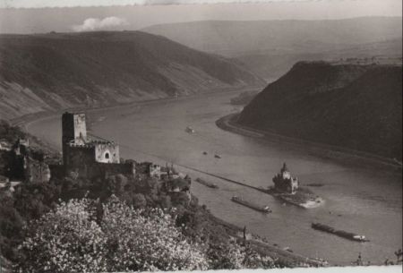 Kaub - Burg Gutenfels und die Pfalz - ca. 1960 Kaub - Burg Gutenfels und die Pfalz - ca. 1960