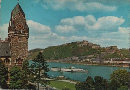 Koblenz - Blick auf Festung Ehrenbreitstein - 1968 Koblenz - Blick auf Festung Ehrenbreitstein - 1968
