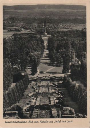 Kassel-Wilhelmshöhe - Blick auf Schloß und Stadt - ca. 1955 Kassel-Wilhelmshöhe - Blick auf Schloß und Stadt - ca. 1955