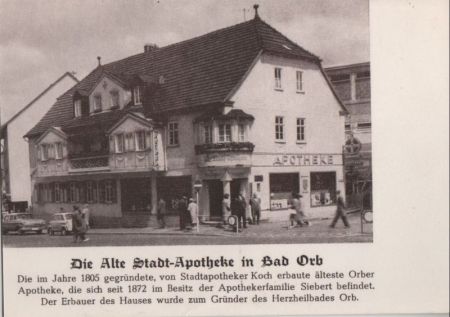 Bad Orb - die alte Stadt-Apotheke - ca. 1960 Bad Orb - die alte Stadt-Apotheke - ca. 1960