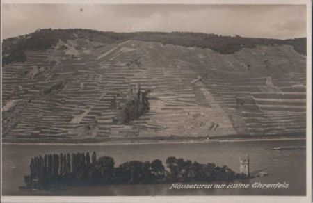 Rüdesheim, Ruine Ehrenfels - und Mäuseturm - ca. 1955 Rüdesheim, Ruine Ehrenfels - und Mäuseturm - ca. 1955