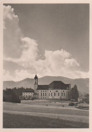 Steingaden-Wieskirche - vom Walde aus - ca. 1955 Steingaden-Wieskirche - vom Walde aus - ca. 1955