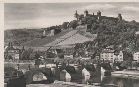 Würzburg - Mainbrücke und Marienberg - ca. 1955 Würzburg - Mainbrücke und Marienberg - ca. 1955