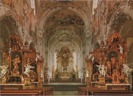 Rottenbuch - ehemalige Stiftskirche, Blick ins Innere - 1991 Rottenbuch - ehemalige Stiftskirche, Blick ins Innere - 1991