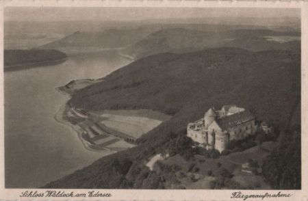 Waldeck - am Edersee, Fliegeraufnahme - ca. 1950 Waldeck - am Edersee, Fliegeraufnahme - ca. 1950