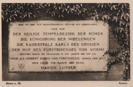 Worms - Gedenktafel Reichstage - 1938 Worms - Gedenktafel Reichstage - 1938