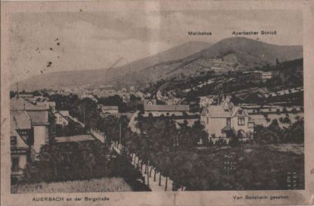 Auerbach (OT von Bensheim) - von Bensheim gesehen - 1919 Auerbach (OT von Bensheim) - von Bensheim gesehen - 1919