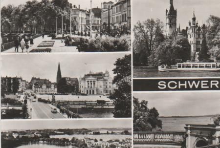 Schwerin - Anlage Pfaffenteich, Alter Garten, Blick vom Dom auf Pfaffenteich und Ziegelsee, Schloß Schwerin - Anlage Pfaffenteich, Alter Garten, Blick vom Dom auf Pfaffenteich und Ziegelsee, Schloß
