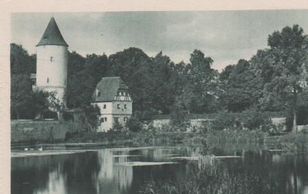 Dinkelsbühl - Rothenburger Weiher m. Faulturm - ca. 1955 Dinkelsbühl - Rothenburger Weiher m. Faulturm - ca. 1955