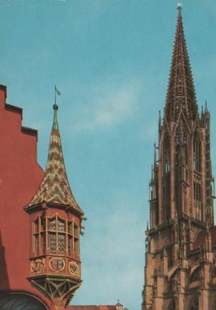 Freiburg - Münster und Erker des historischen Kaufhauses - 1985 Freiburg - Münster und Erker des historischen Kaufhauses - 1985