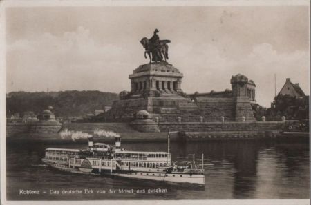 Koblenz - Deutsches Eck von der Mosel gesehen - 1936 Koblenz - Deutsches Eck von der Mosel gesehen - 1936