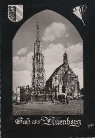 Nürnberg - Schöner Brunnen und Frauenkirche - 1959 Nürnberg - Schöner Brunnen und Frauenkirche - 1959