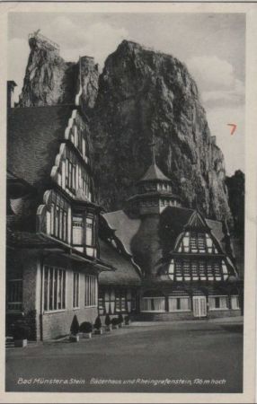 Bad Münster am Stein - Bäderhaus und Rheingrafenstein - 1938 Bad Münster am Stein - Bäderhaus und Rheingrafenstein - 1938