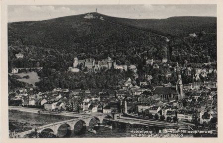 Heidelberg - Blick auf Königstuhl und Schloß - ca. 1960 Heidelberg - Blick auf Königstuhl und Schloß - ca. 1960