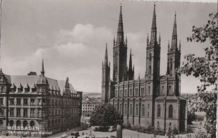 Wiesbaden - Marktplatz mit Rathaus - 1956 Wiesbaden - Marktplatz mit Rathaus - 1956