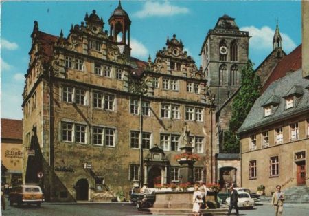 Bad Hersfeld - Rathaus mit Lullusbrunnen - 1980 Bad Hersfeld - Rathaus mit Lullusbrunnen - 1980