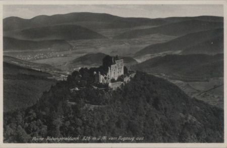 Seelbach, Burg Hohengeroldseck - vom Flugzeug aus - ca. 1955 Seelbach, Burg Hohengeroldseck - vom Flugzeug aus - ca. 1955