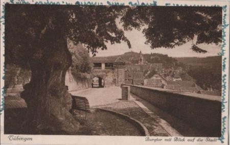 Tübingen - Burgtor mit Blick auf die Stadt - 1929 Tübingen - Burgtor mit Blick auf die Stadt - 1929