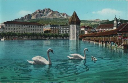 Schweiz - Luzern - Kapellbrücke und Pilatus - ca. 1965 Schweiz - Luzern - Kapellbrücke und Pilatus - ca. 1965