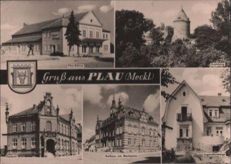 Plau - u.a. Rathaus am Marktplatz - 1962 Plau - u.a. Rathaus am Marktplatz - 1962