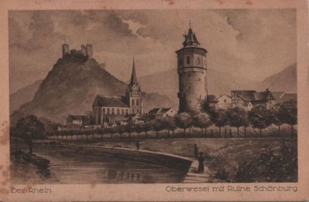 Oberwesel - mit Ruine Schönburg - ca. 1935 Oberwesel - mit Ruine Schönburg - ca. 1935