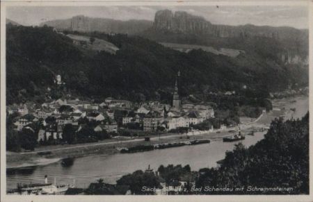 Bad Schandau - mit Schrammsteinen - 1937 Bad Schandau - mit Schrammsteinen - 1937