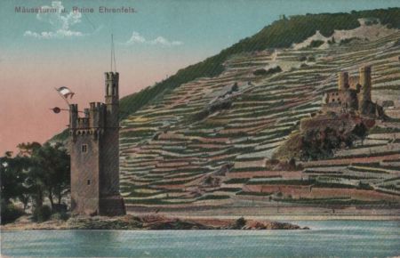 Rüdesheim, Ruine Ehrenfels - Mäuseturm - ca. 1920 Rüdesheim, Ruine Ehrenfels - Mäuseturm - ca. 1920