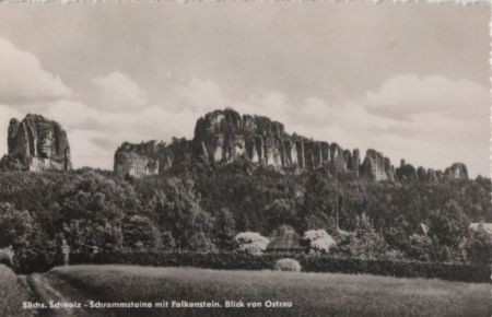 Sächsische Schweiz - Schrammsteine, Blick von Ostrau - 1958 Sächsische Schweiz - Schrammsteine, Blick von Ostrau - 1958