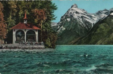 Schweiz - Sisikon - Tellskapelle - mit Gitschen und Urirotstock - ca. 1965 Schweiz - Sisikon - Tellskapelle - mit Gitschen und Urirotstock - ca. 1965