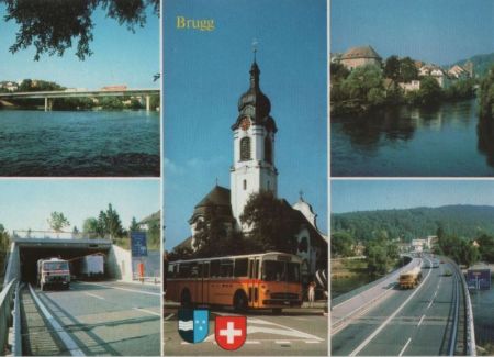 Schweiz - Brugg - 5 Teilbilder - ca. 1985 Schweiz - Brugg - 5 Teilbilder - ca. 1985
