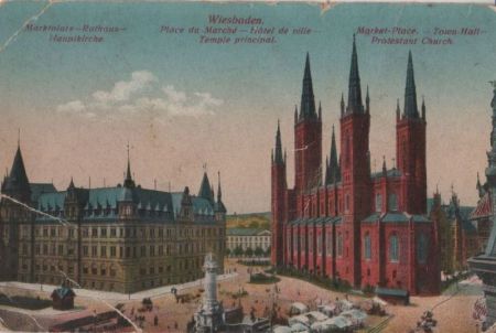 Wiesbaden - Marktplatz, Rathaus, Hauptkirche - ca. 1920 Wiesbaden - Marktplatz, Rathaus, Hauptkirche - ca. 1920