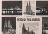 Köln - Rheinufer u. Dom Westseite, Neue Brücke beleuchtet, Dombeleuchtung Ostseite